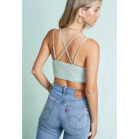 Olive Boho Floral Crochet Scalloped Bralette - Picture 3 of 4